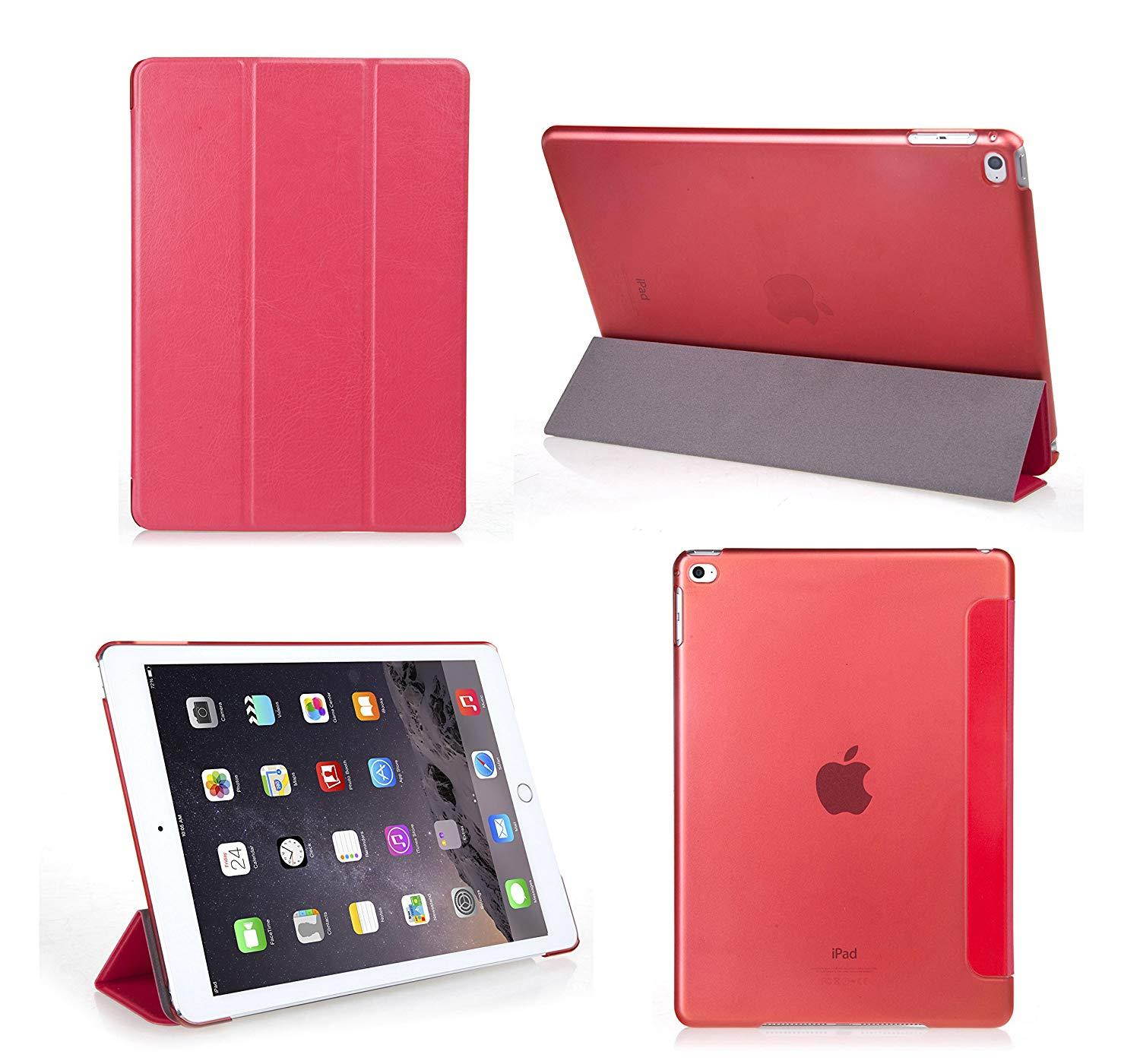 Bear Motion Case for iPad Air 2 - Premium Slim Folio Case with Translucent Back Cover and Built in Stand for Apple iPad Air 2 (Support Smart Cover Function) - Pink