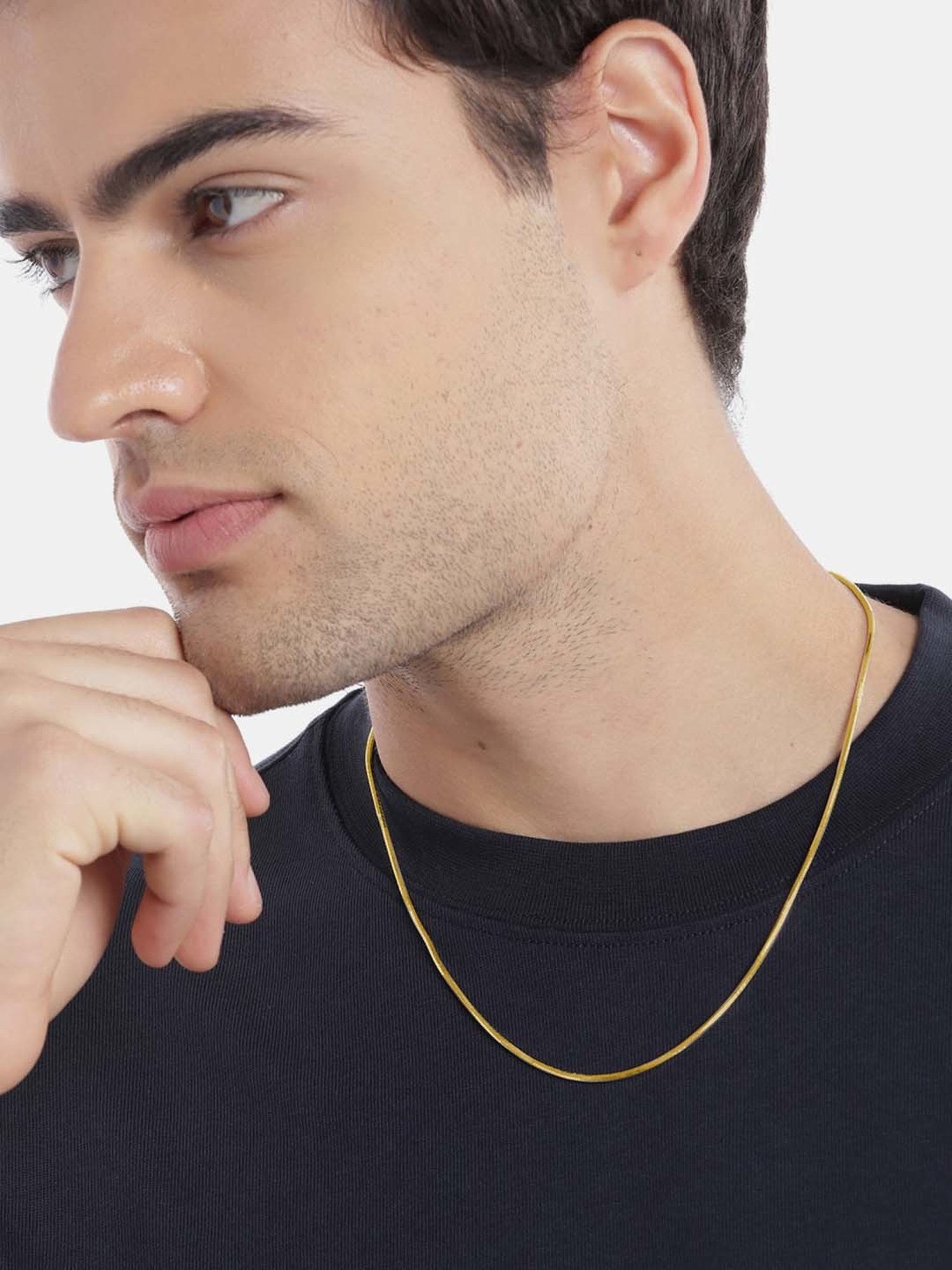 Zavya 925 Silver Sleek Serpent Gold Plated Chain for Men