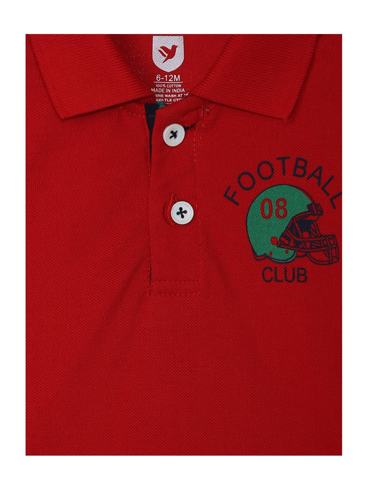 612 League Kids Red Cotton Printed Polo T-Shirt