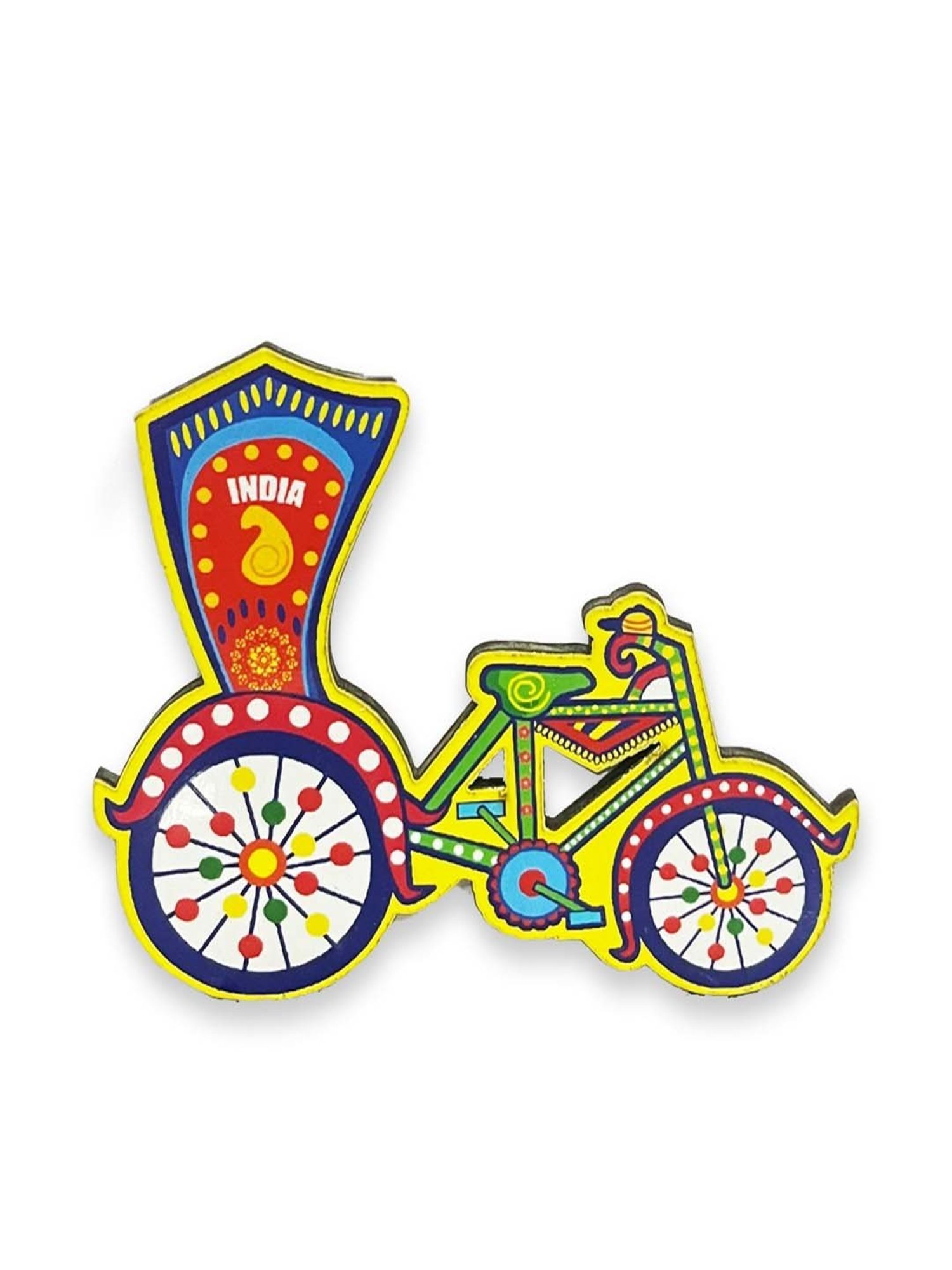 Desi Toys Kids Multicolor Cycle Rickshaw Fridge Magnet (3 x 1.6inches)