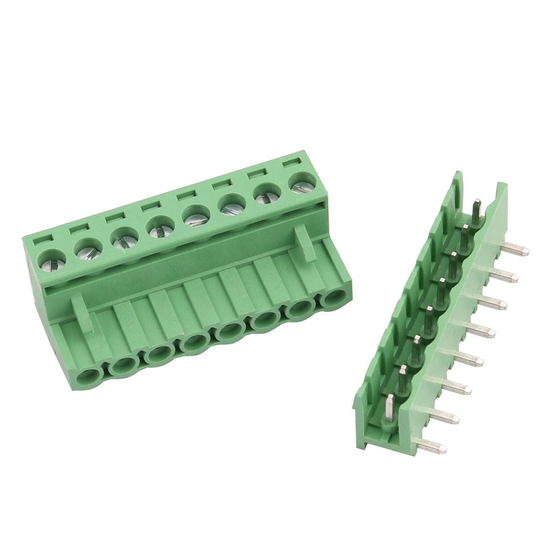 6 Sets 300V 10A 5.08mm Pitch 8P Male Female PCB Screw Terminal Block Connector Green