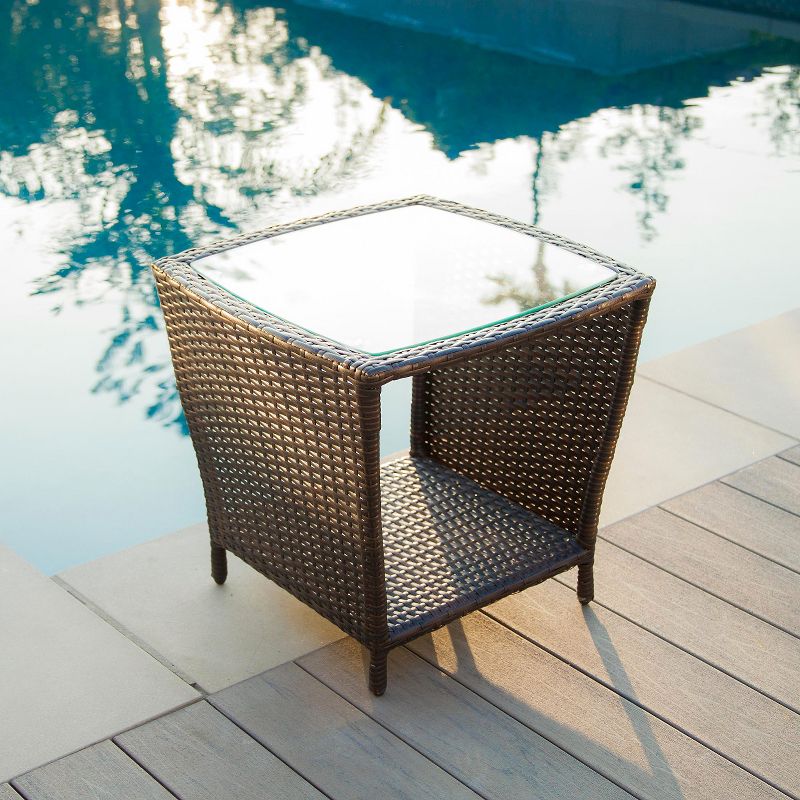 Aluminum Square Patio Side Table - Brown - Crestlive Products