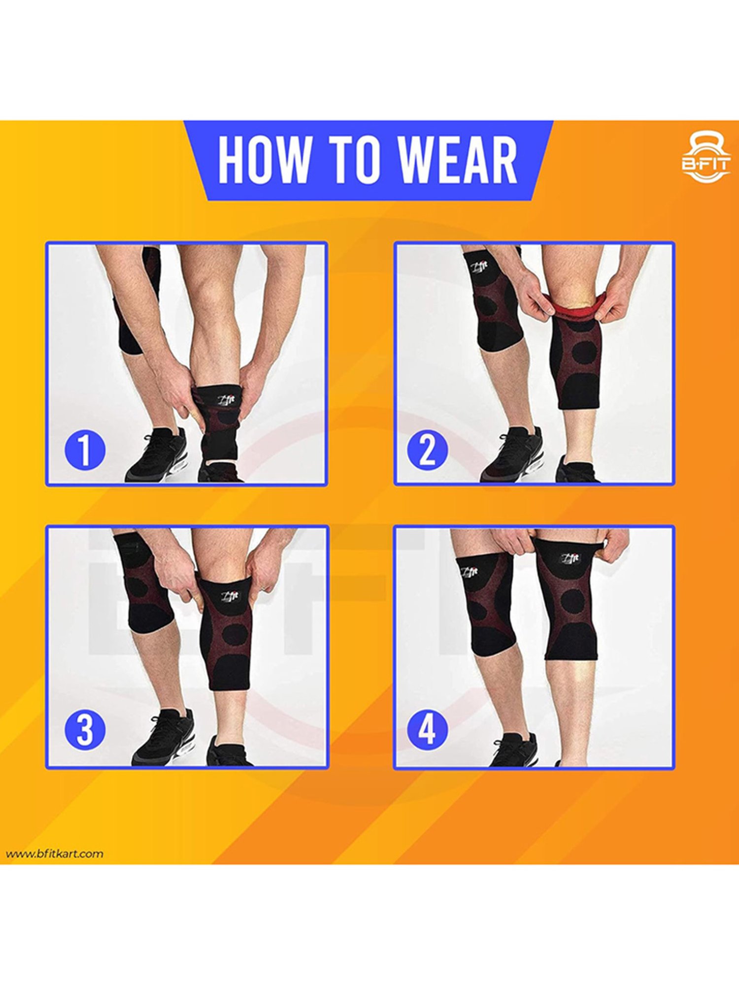 B Fit Knee Compression Sleeve Pair (Black)