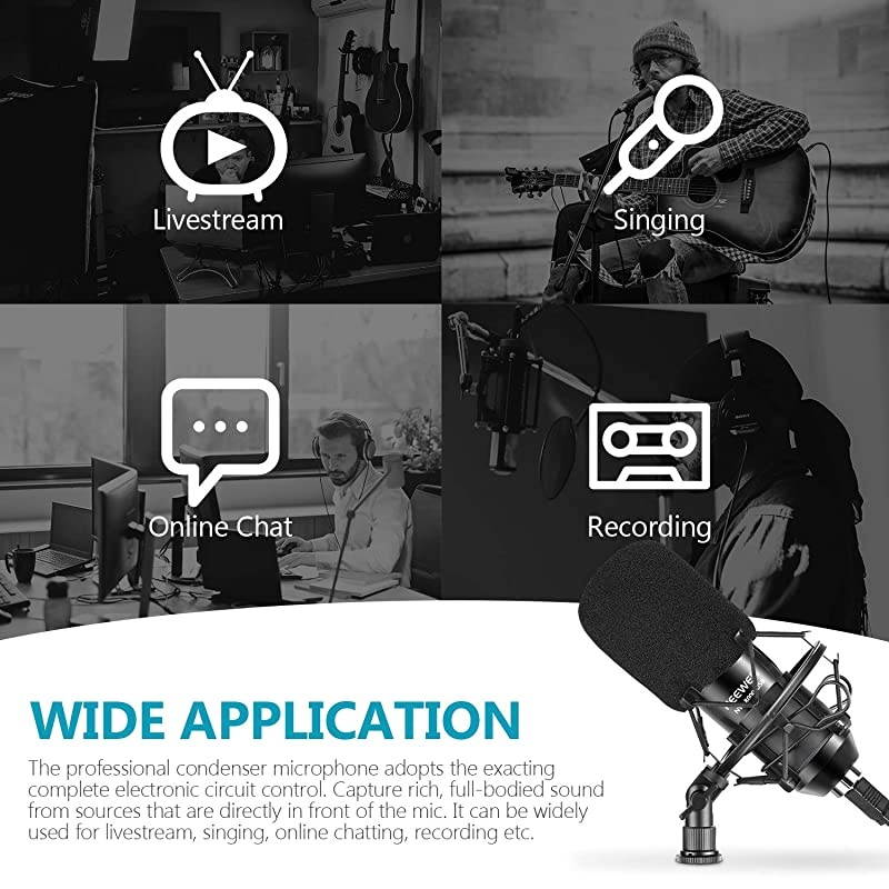 USB Microphone 192KHz24Bit PlugampPlay Computer Cardioid Mic Podcast Condenser Microphone with Professional Sound Chipset for PC KaraokeLivestreamingYouTubeGaming RecordVoice Over Black