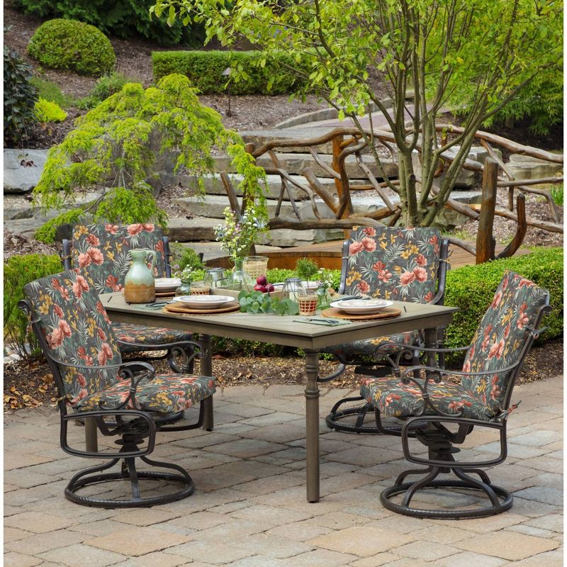Arden Selections Phoebe Floral Outdoor High Back Dining Chair Cushion