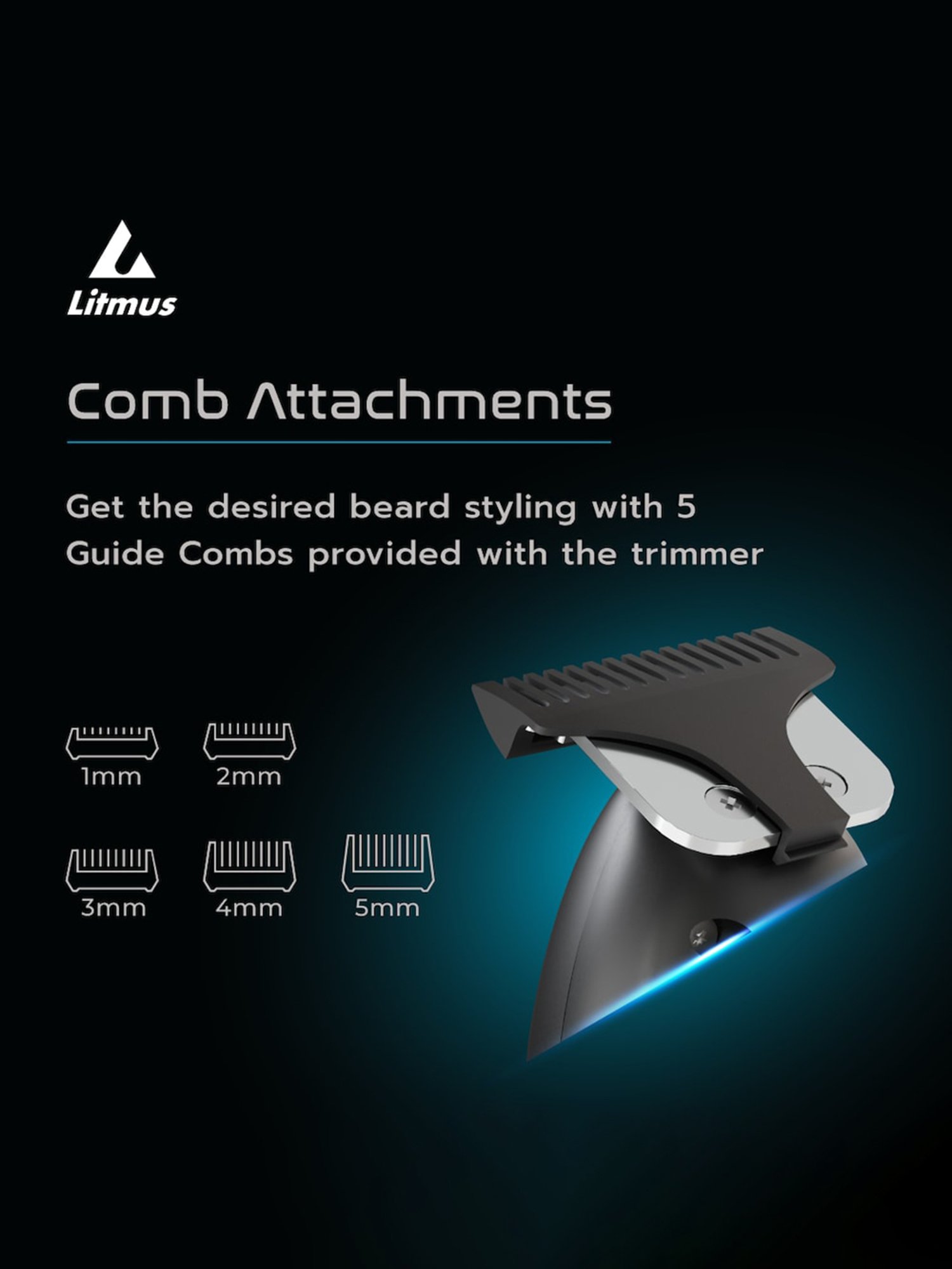 Litmus EDGE 05 Beard Trimmer for Men with 90 Min Runtime & 5 Mins Quick Charge (Matte Black Edition)