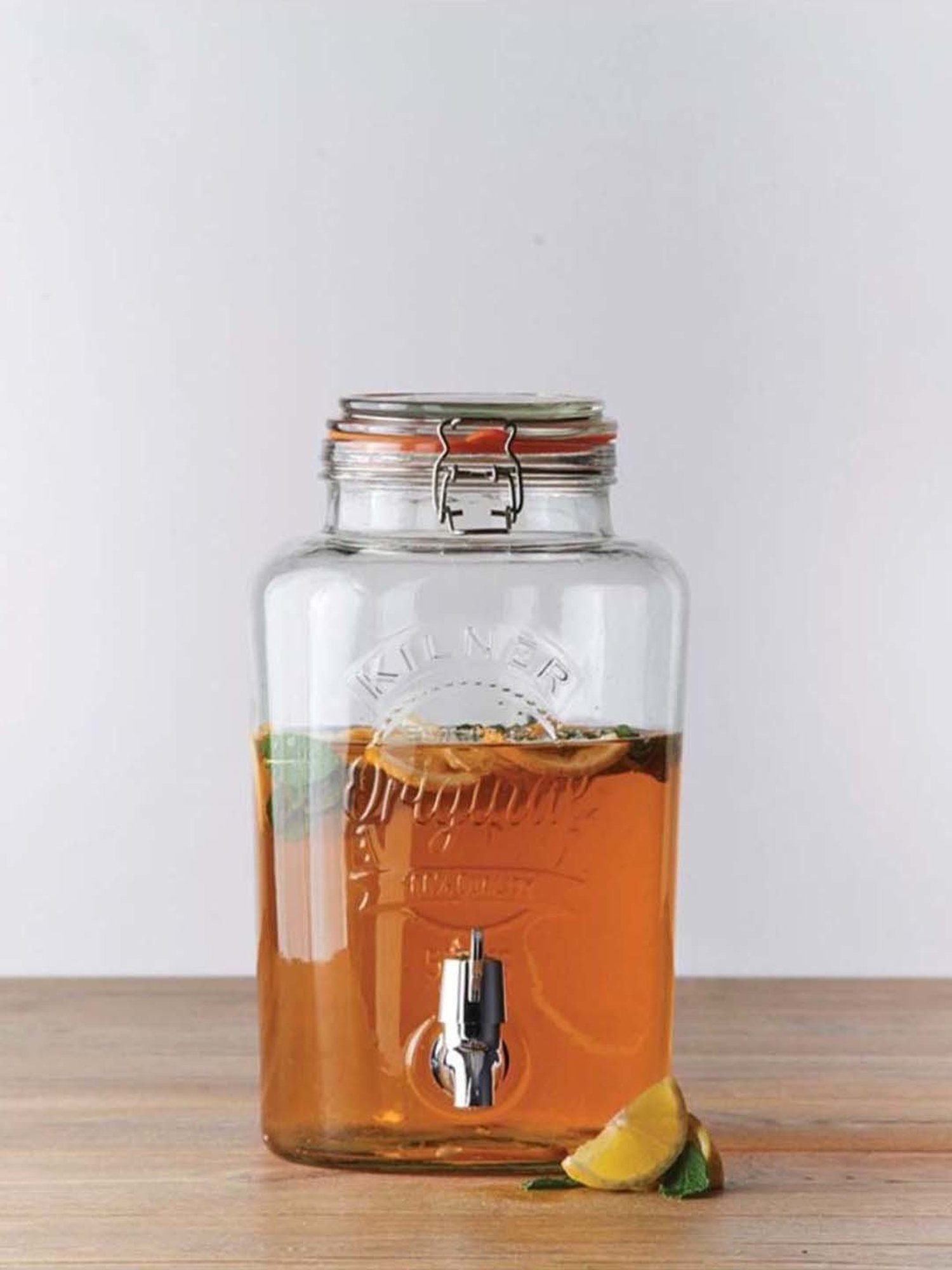 Kilner Transparent Stainless Steel Clip Top Round Drinks Dispenser (5 L)