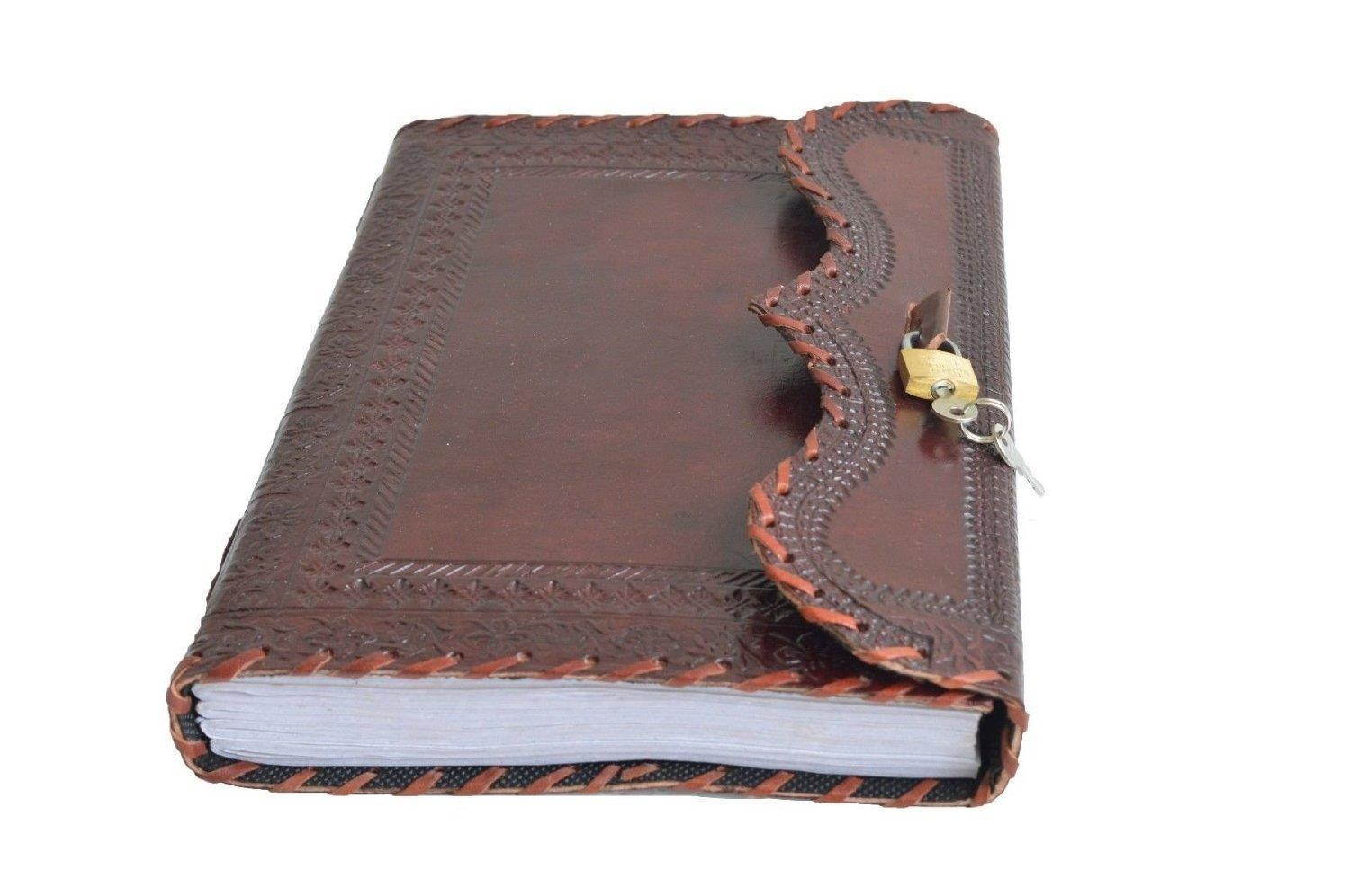 Genuine 10" large Leather Journal Vintage Antique Style Organizer Blank Notebook Secret Diary Daily Journal Personal Diary