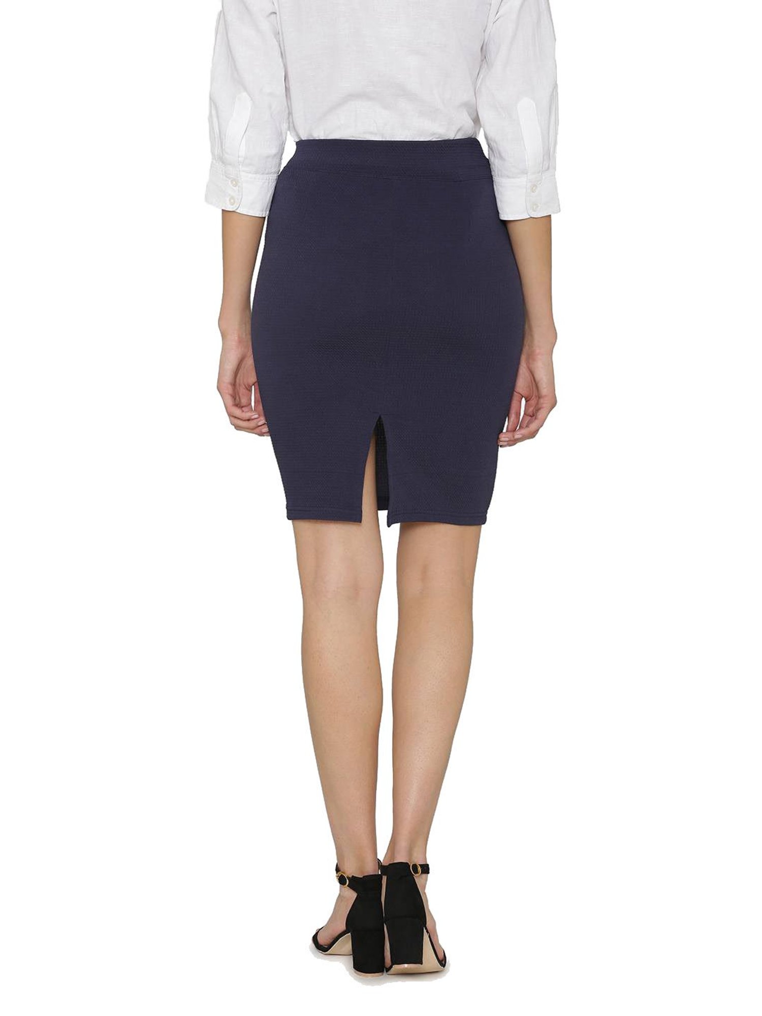 N-Gal Maroon & Navy Above Knees Skirt (Pack Of 2)