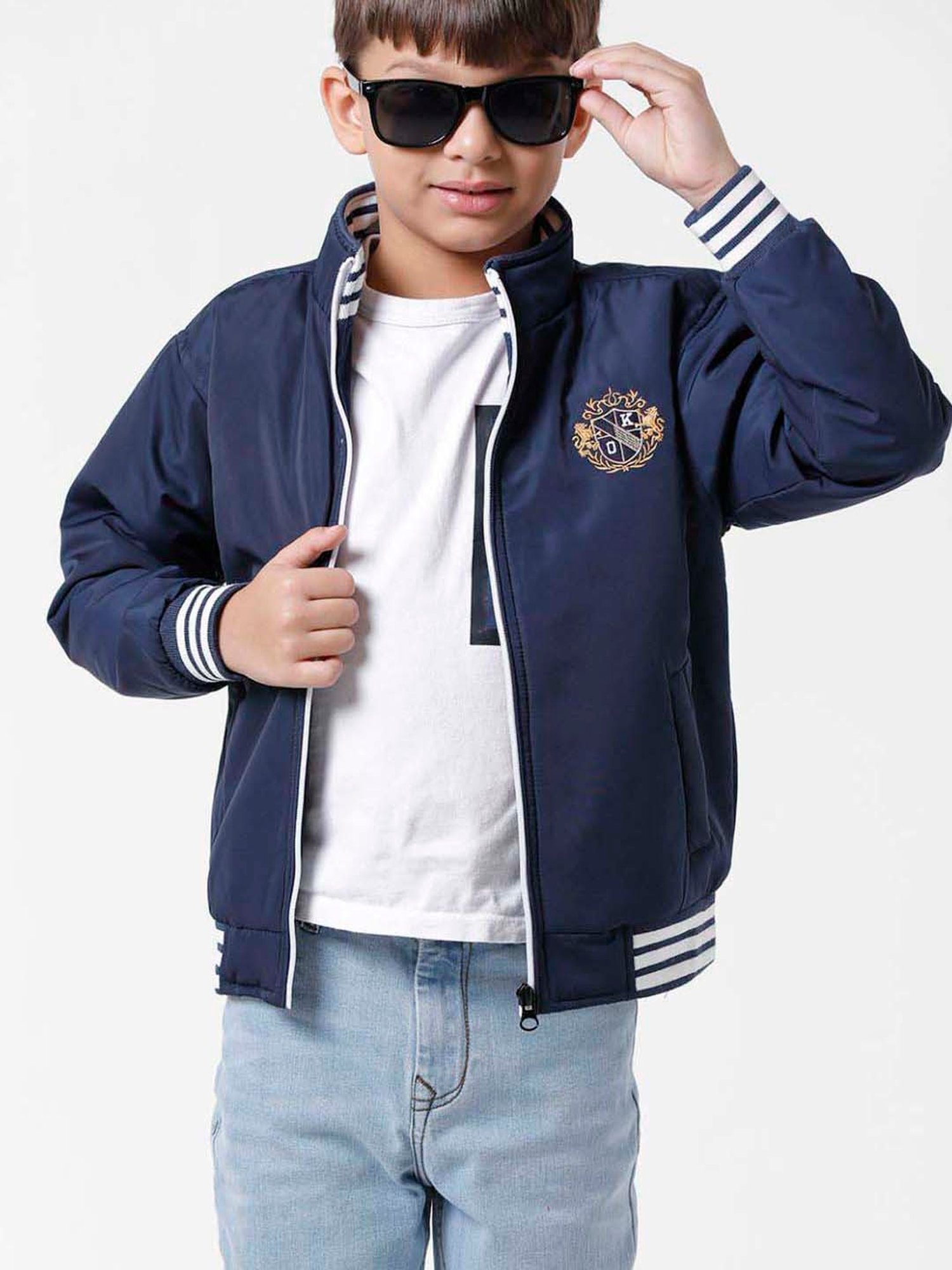 Kate & Oscar Kids White Regular Fit Full Sleeves Jacket