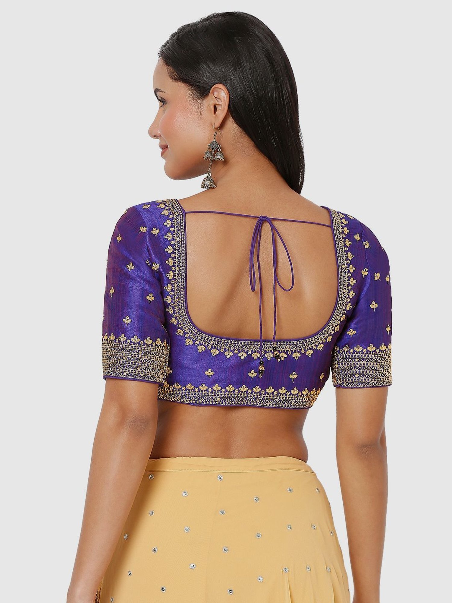 Salwar Studio Purple Embroidered Readymade Blouse