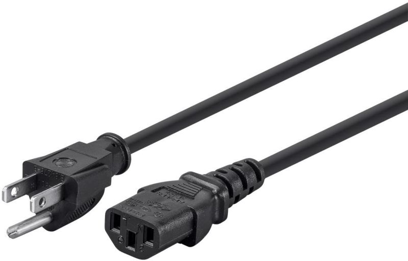 105295 25Ft 14AWG Power Cord Cable w/ 3 Conductor PC Power Connector Socket 15A (NEMA 5-15P to IEC-320-C13)