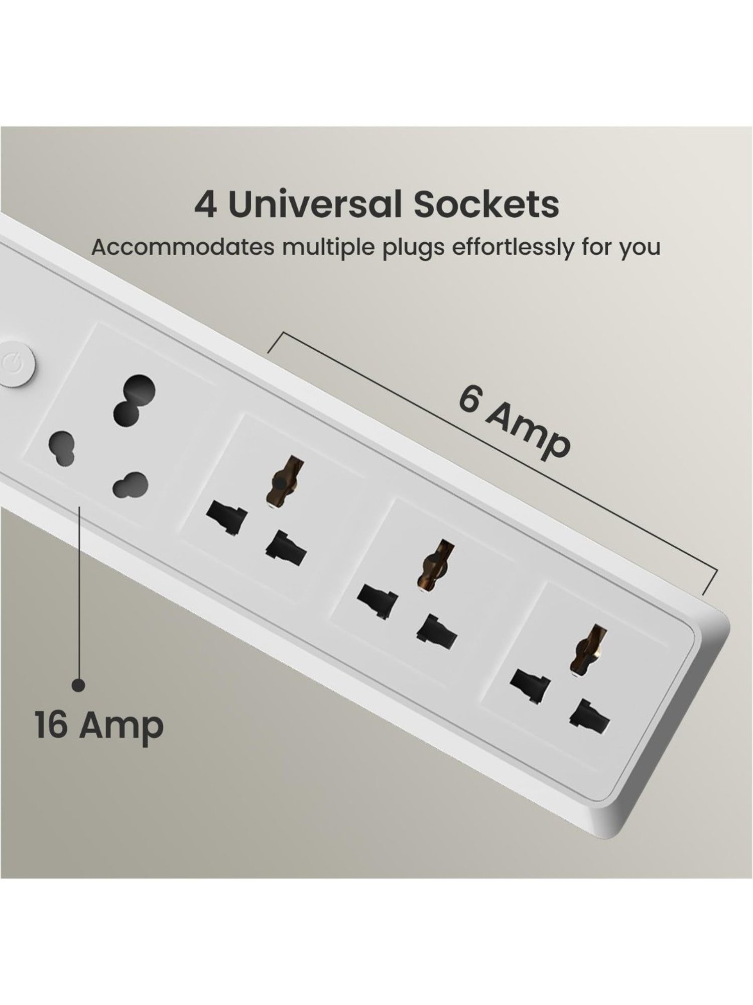 Portronics 16 Amp Power Plate 17 Extension Board (White)