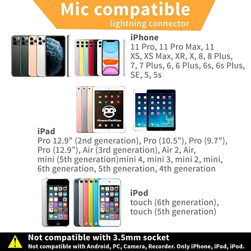 Lavalier Microphone Compatible with iPhone 7 7 Plus 8 8 Plus X XR XS XS Max 11 11 Pro 11 Pro Max