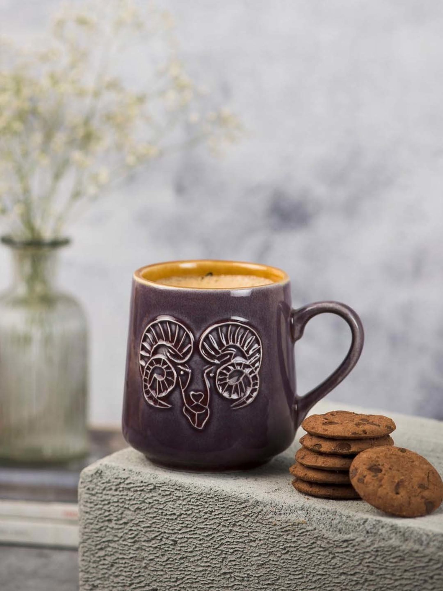 Fabindia Rashi Purple Ceramic Aries Coffee Mug (330 ML)