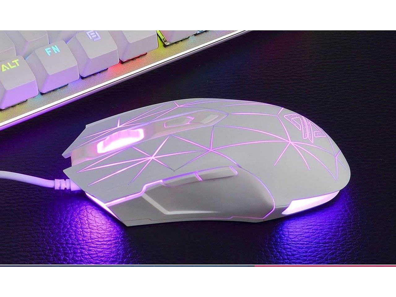 Ajazz AJ52 Watcher RGB Backlit Ergonomic Gaming Mouse, 2500 DPI A5050 7 Programmable Buttons Wired Gaming Mice for Windows Mac OS Linux, Competitor Black