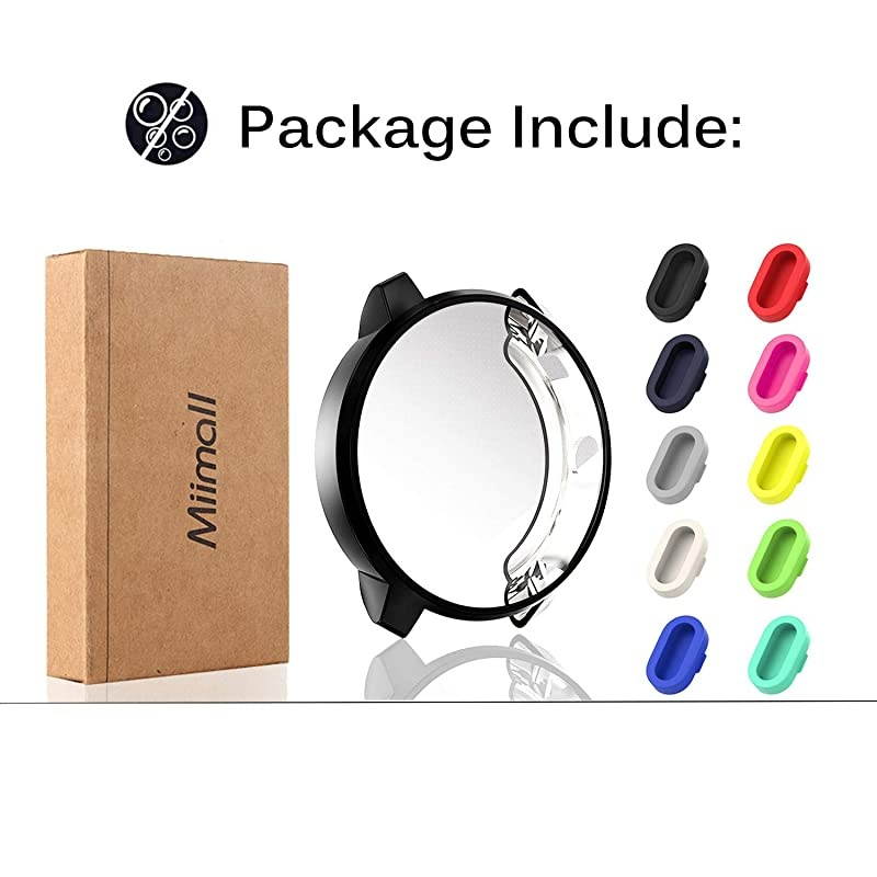 Pack] Compatible Garmin vivoactive 3 Music Case with Charger Port Protector, Silicone Anti-dust Plug and TPU All Around Protective Case Cover Bumper for vivoactive 3 Music Multicolor