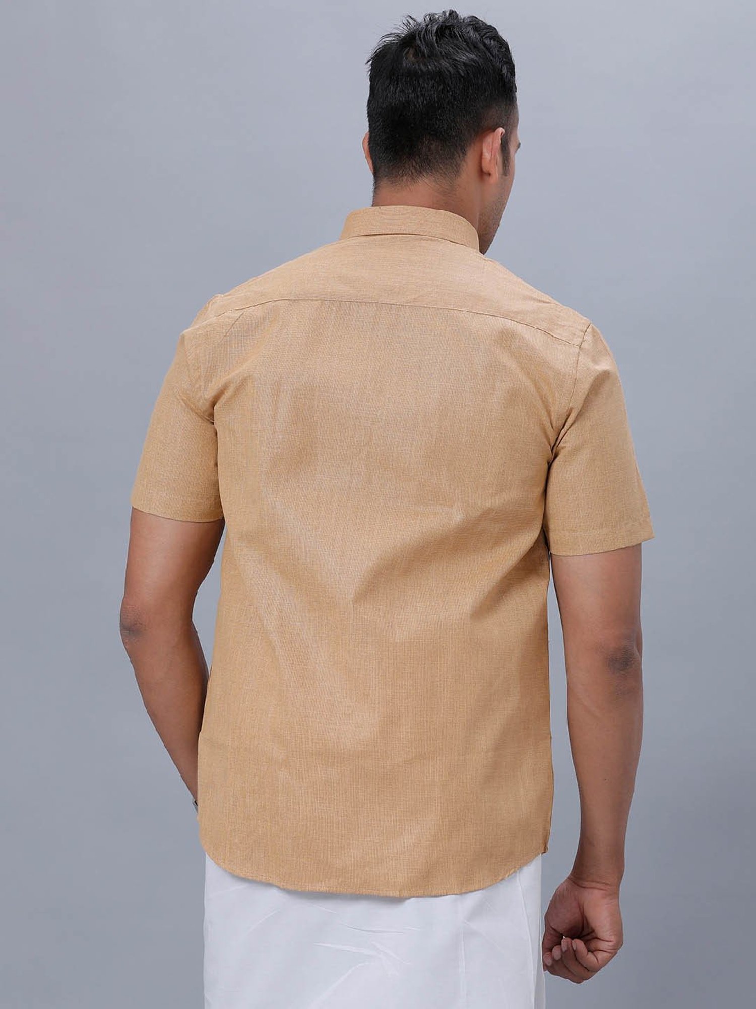 Ramraj Dark Mustard Cotton Regular Fit Shirt