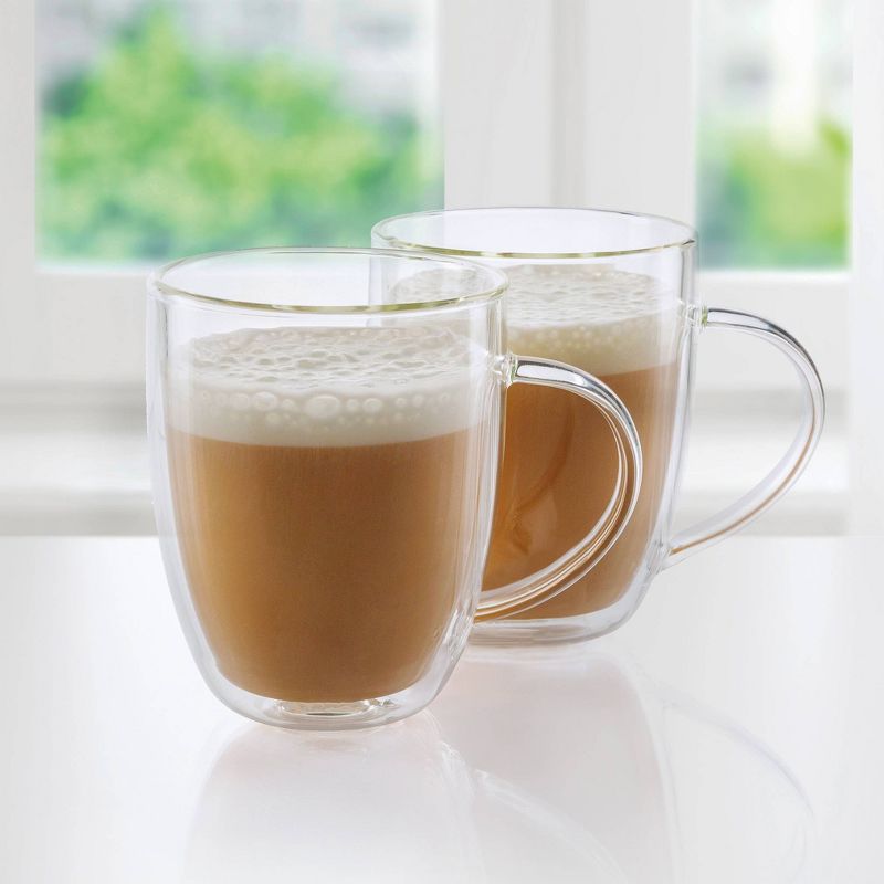 Oggi 12oz 2pk Double Wall Glass Mugs
