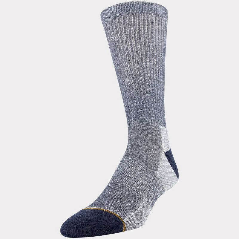 Signature Gold by GOLDTOE Men's Native Nomad Crew Fader Sport Stripe Socks 2pk - Peacoat 6-12.5