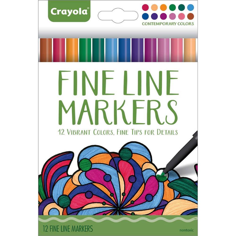 Crayola Contemporary Colors Fine Line Markers Set - Assorted Ink - 12 / Set CYO587714