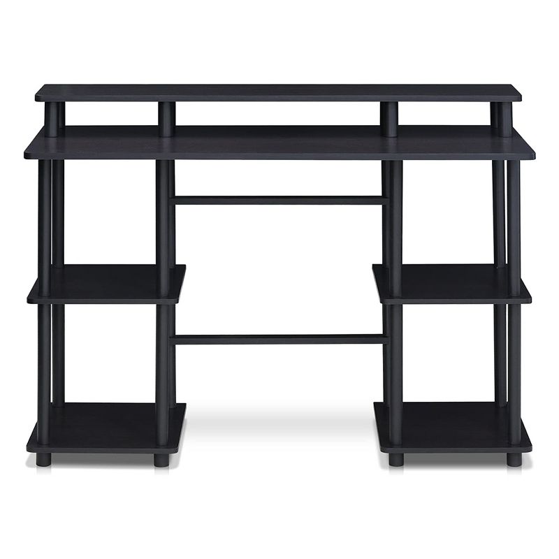 Furinno Turn-N-Tube Rectangular Home Office Computer Desk with Top Shelf for Monitors and 4 Organizational Storage Shelves, Espresso