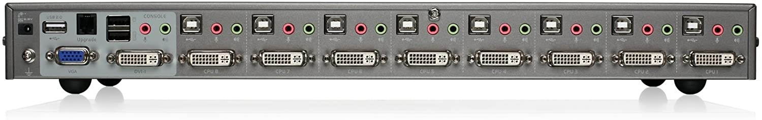 IOGEAR 8-Port Rackmount DVI and VGA KVMP Switch with 2-DVI-D USB KVM Cables, TAA Compliant, GCS1108