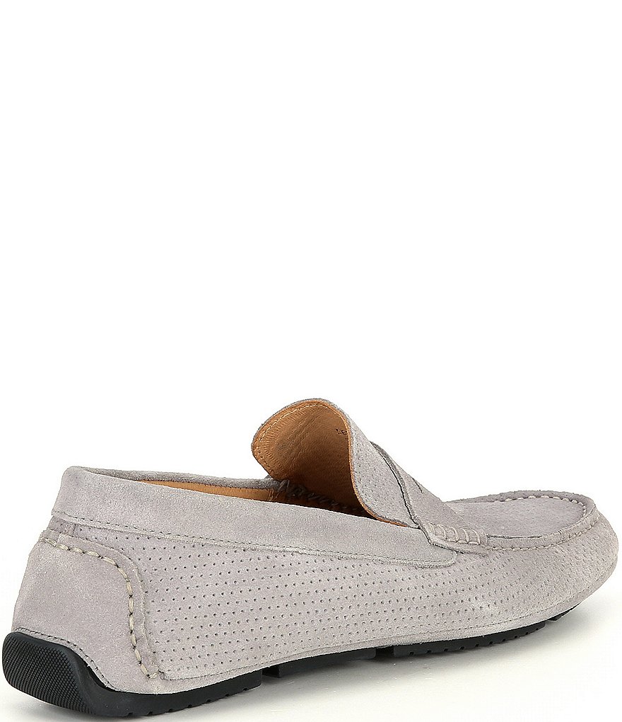 Flag LTD. Men's Morgan Kidsuede Leather Perforated Penny Loafer Moccasins