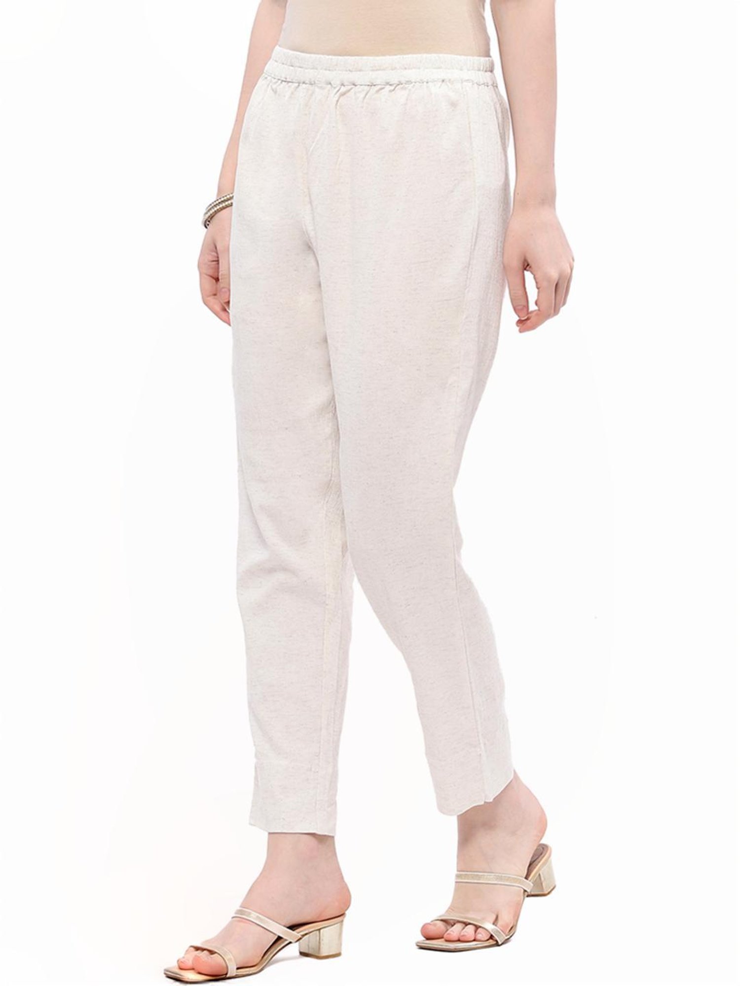 Rangriti Off-White Cotton Pant