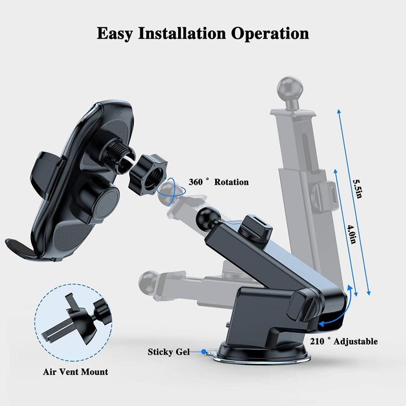 Wireless Car Charger Mount Auto-Clamping - FLYAMAPIRIT 10W Qi Fast Charging Air Vent Car Phone Holder Compatible with iPhone 12/pro max/Samsung S20/Note 20 All 4.7-6.7 Inch Phone (Black)