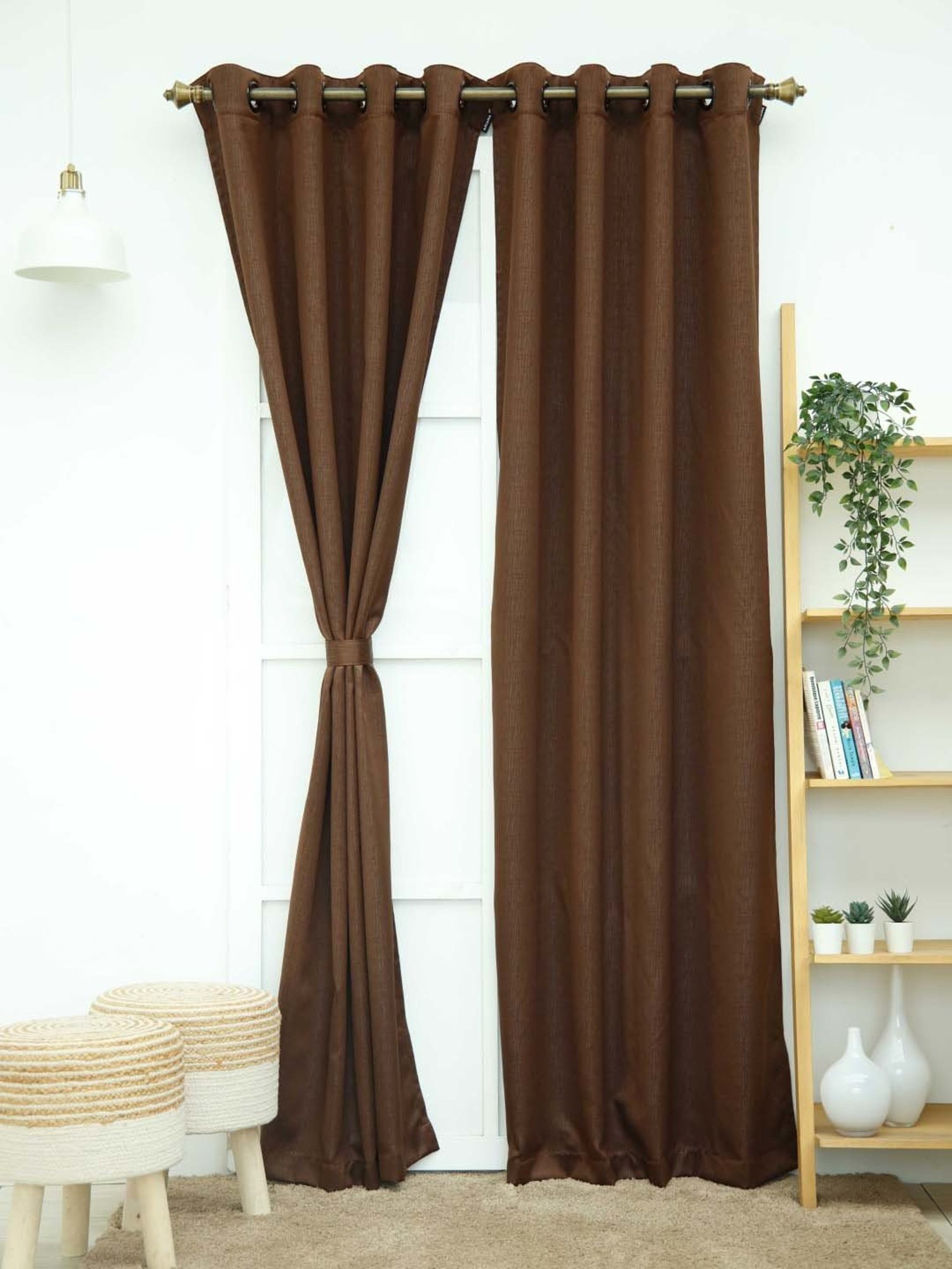 Ariana Richard Brown Polyester 9 ft. Long Door Curtain - Single Piece