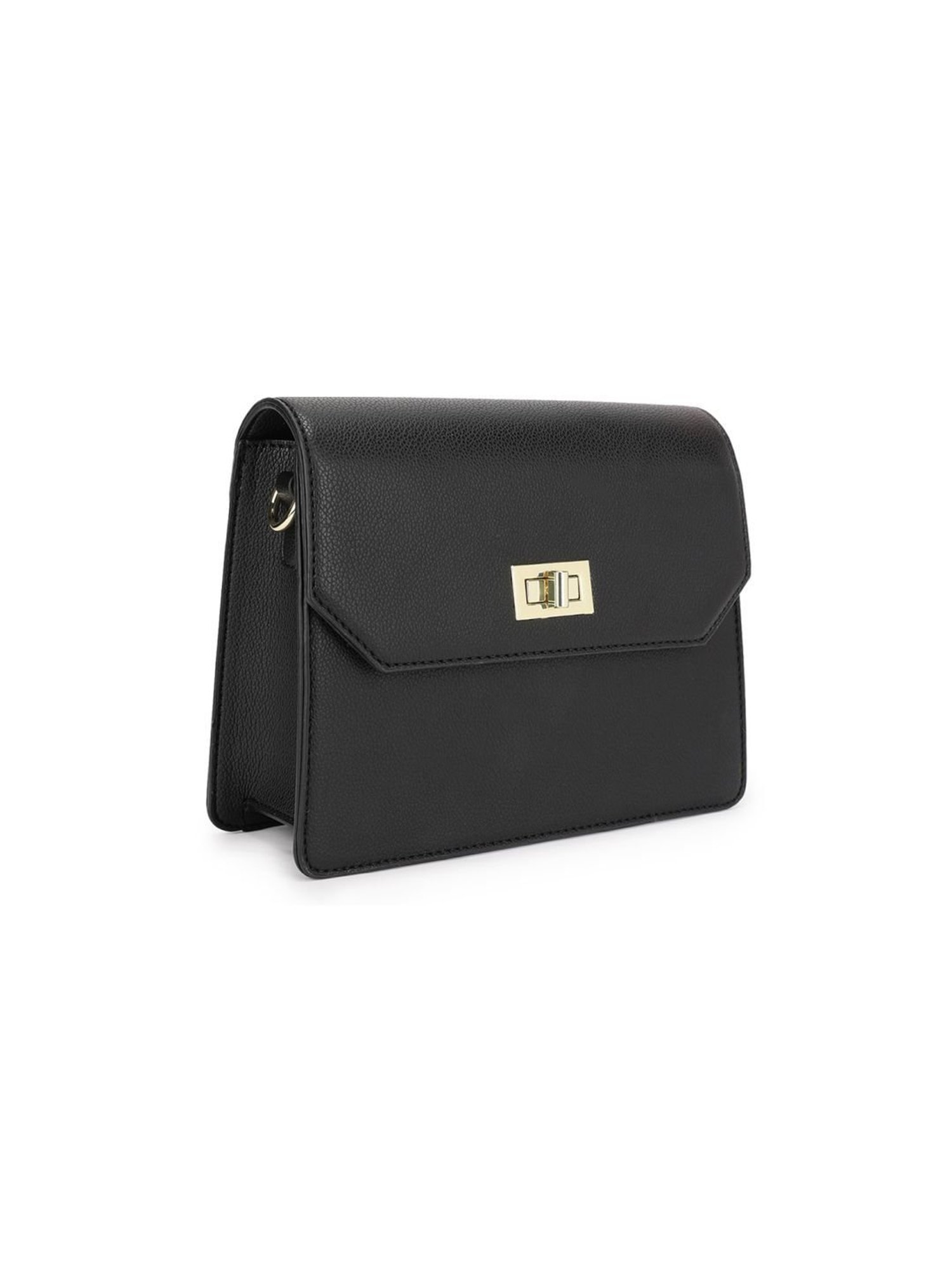 Tyra Lita Black Solid Faux Leather Sling Handbag