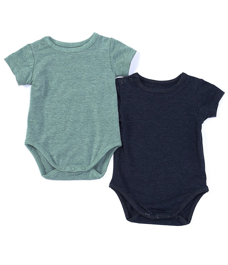 First Wave Baby Boys Newborn-9 Months Short-Sleeve Solid 2-Pack Bodysuits
