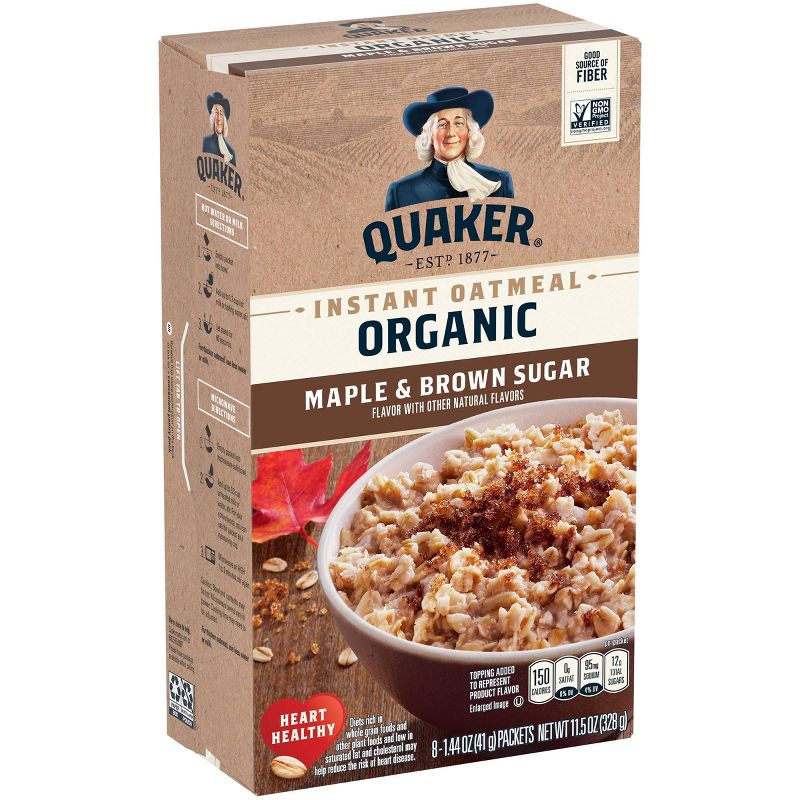 Quaker Organic Instant Oatmeal Maple and Brown Sugar - 8ct