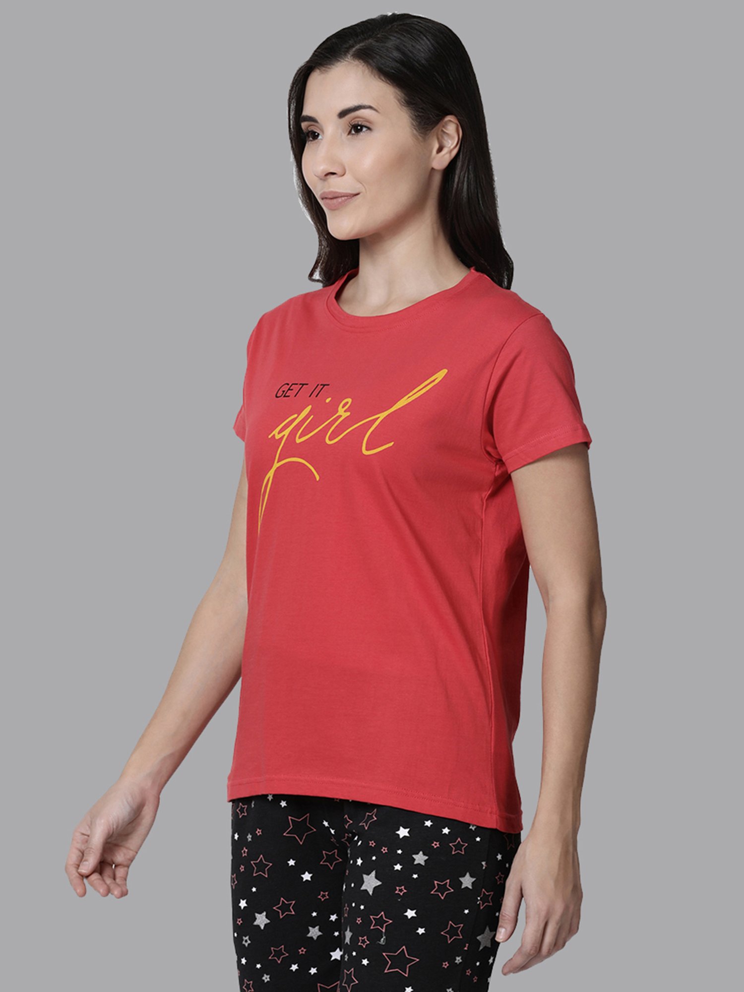 Kryptic Yellow & Pink Cotton Graphic Print T-Shirt (Pack Of 2)