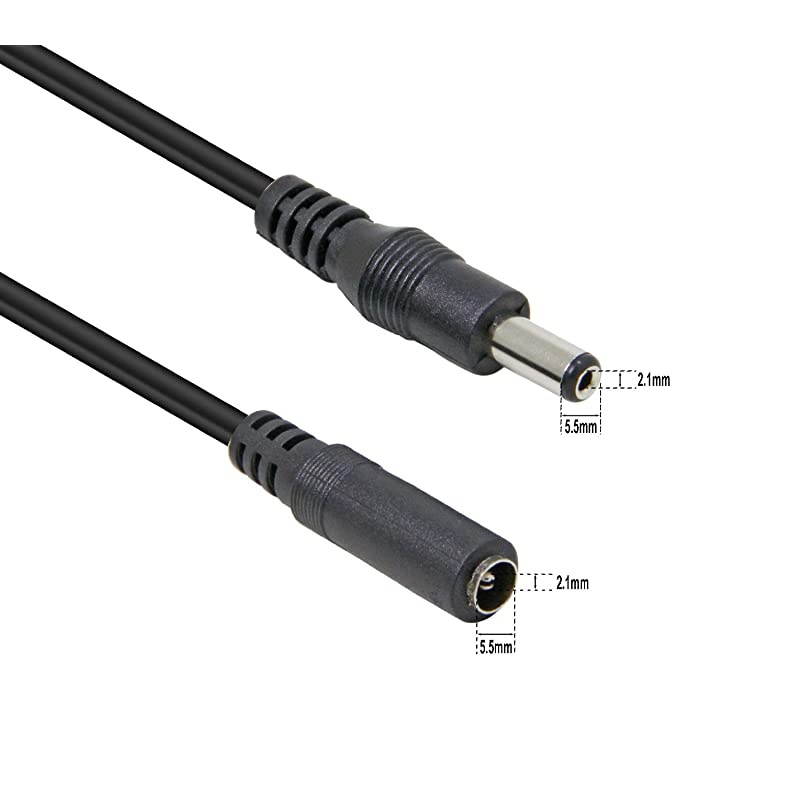 DC Power Cord,  10ft(3M) 2.1 mm x 5.5 mm Extension Cord for CCTV Security Cameras, WiFi Camera, LED Light Installations, IR Lights