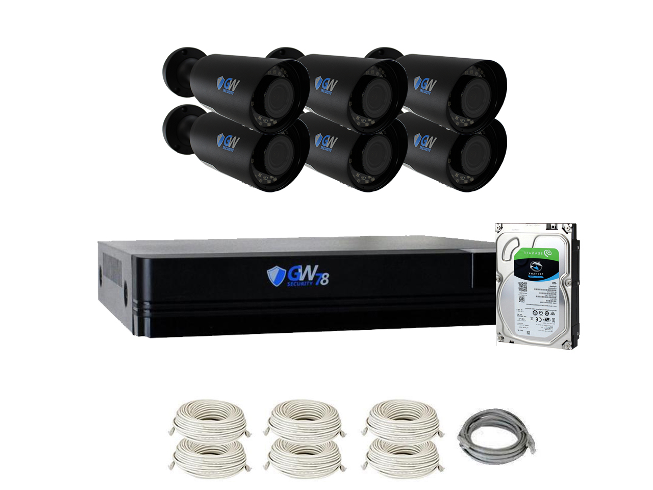 GW Security 8CH NVR 8MP H.265+ AI Face Recognition 4K IP PoE Surveillance Camera System with 4 4K 2.8-12mm Varifocal Zoom 2160p Outdoor Bullet Camera, 120ft IR Night Vision, 2TB Hard Drive