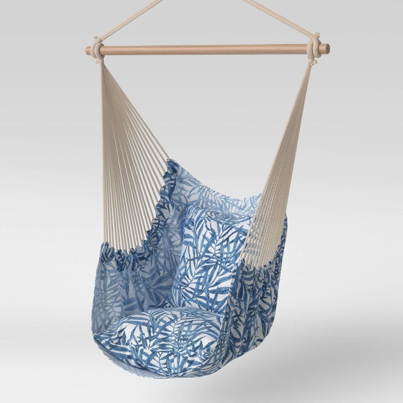 Pillowtop Hammock Chair with Spreader Bar Navy Tropical Leaf - Threshold™