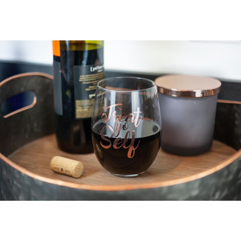 Surreal Entertainment Parks and Recreation Treat Yo Self Stemless Wine Glass | Pink