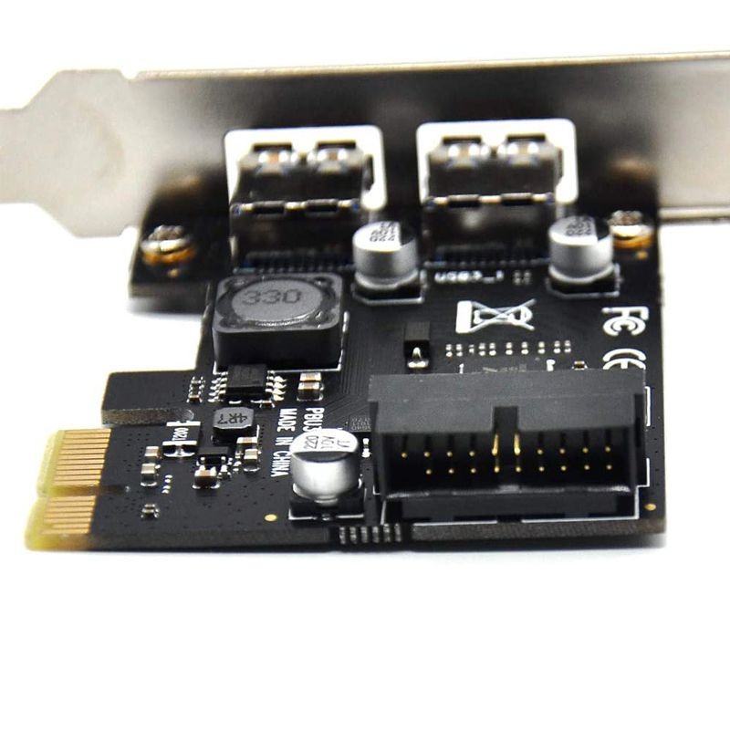 4 Port PCIE PCI-e to USB 3.0 (2 x Type A+ 20 Pin Internal) Expansion Card Hub Controller PCI Express Card Adapter w/ SATA Power