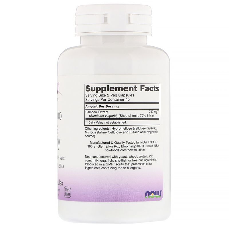 Now Foods Solutions, Bamboo Silica Beauty,  90 Veg Capsules, Mineral Supplements