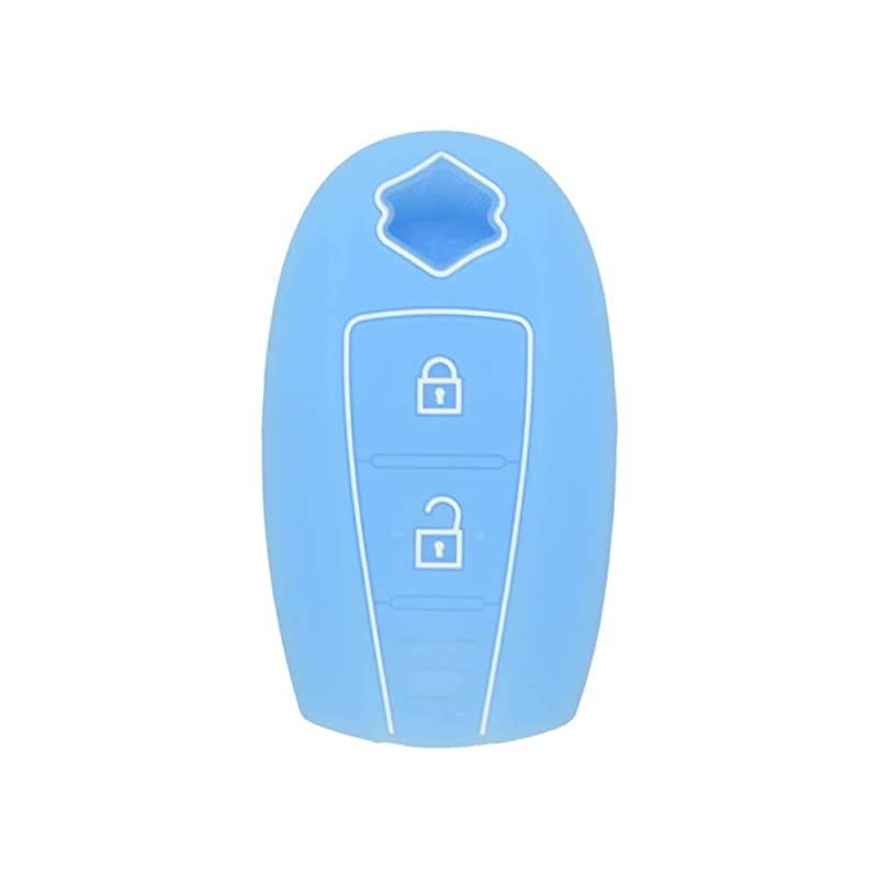 Silicone Cover Protector Case Holder Skin Jacket Compatible with SUZUKI 2 Button Remote Key Fob CV4543 Light Blue