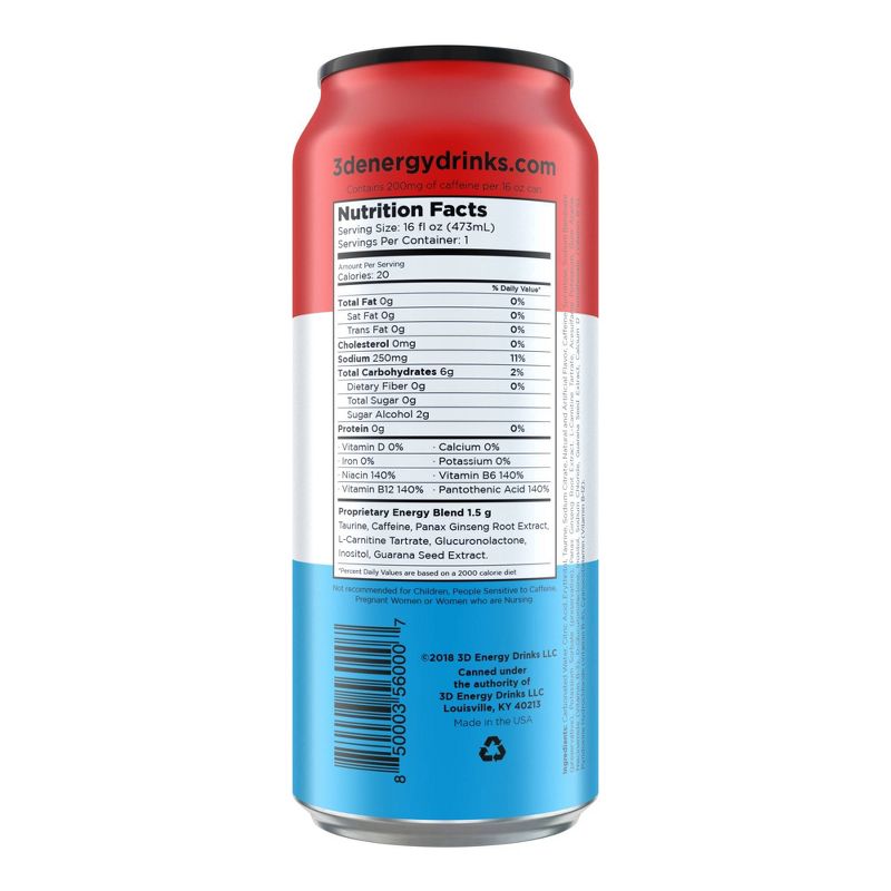 3D Liberty Pop Energy Drink - 16 fl oz Can