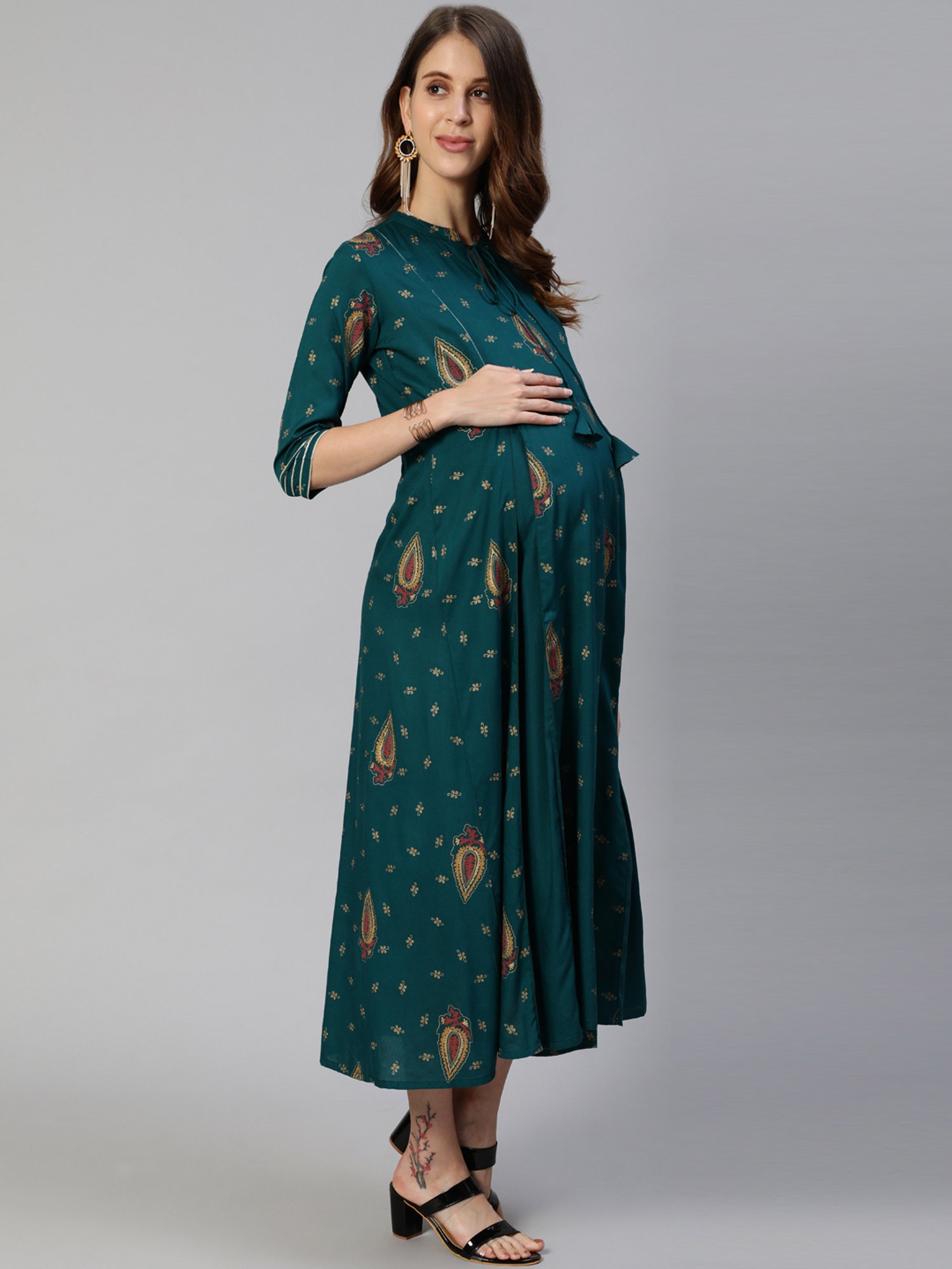 Anubhutee Green Print Maternity Dress