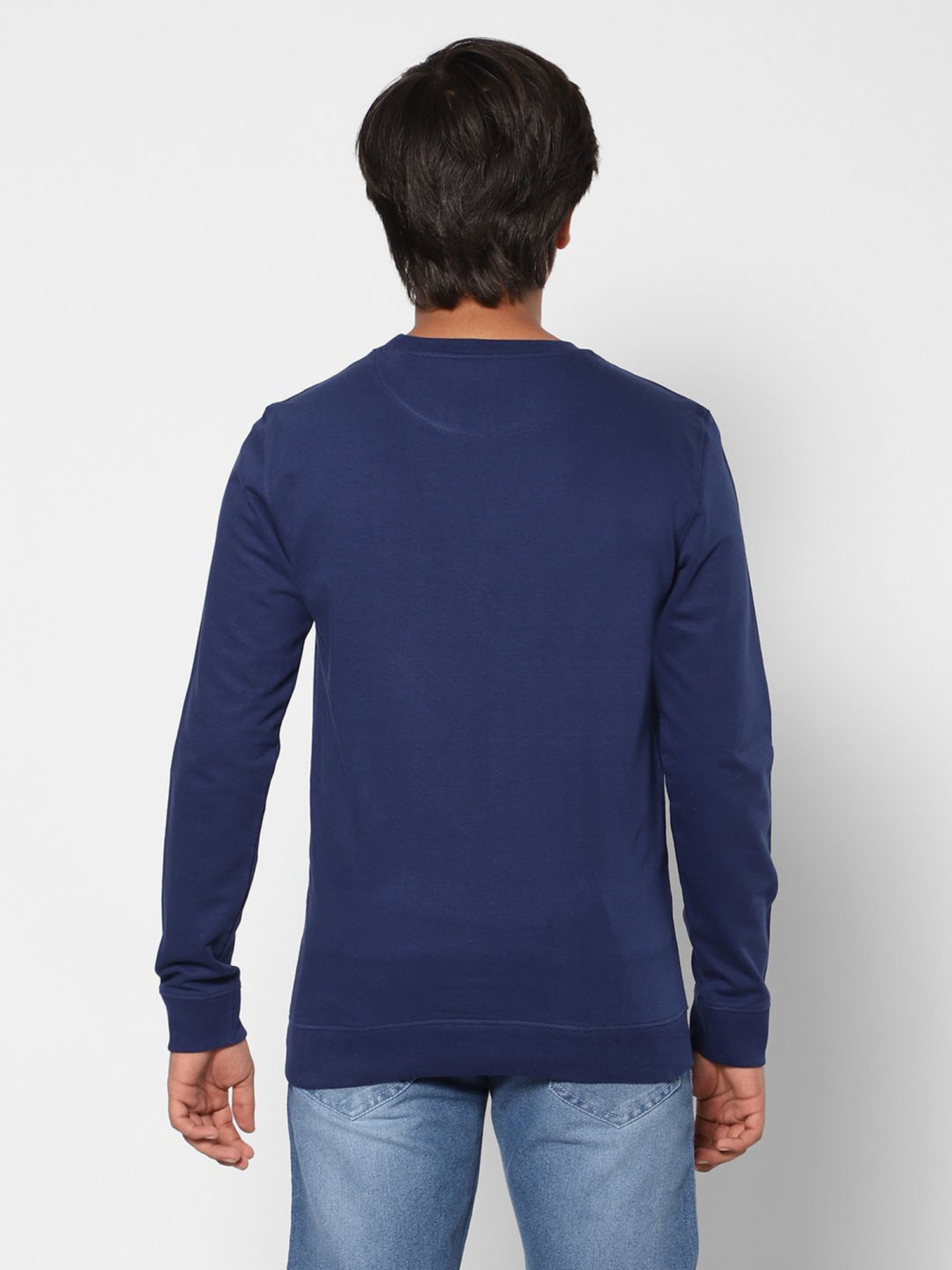 TeenTrums Boys Navy Printed Full Sleeves Sweatshirt