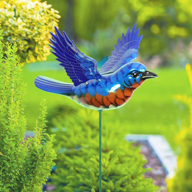 2pk 11" Plastic and Metal Windy Wings Bluebird Stakes Red - Exhart