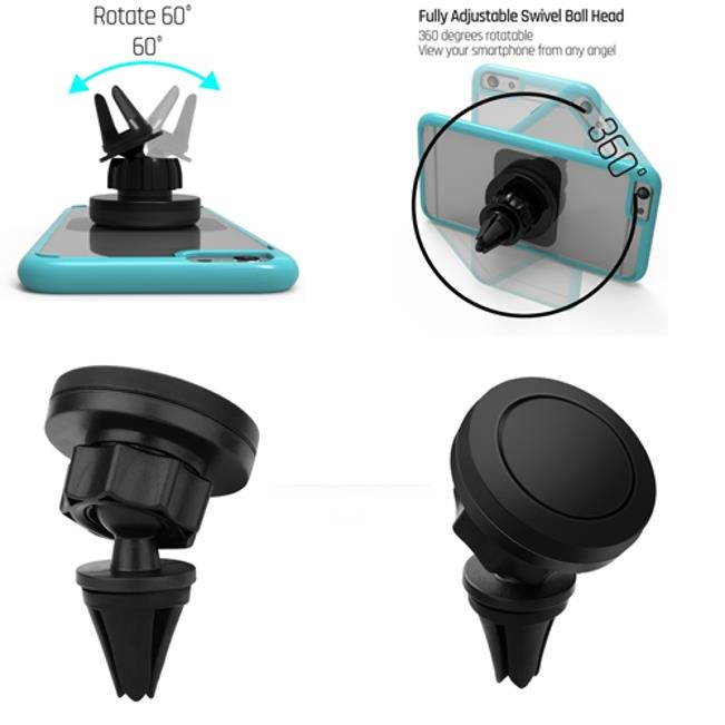 Premium Car Mount Magnetic AC Air Vent Holder Stand Swivel Dock Strong Grip B4V for Samsung Galaxy S5 S6 Edge Edge+ S7 Edge S8 S8+, S9 S9+ - ZTE Blade X MAX, Grand X Max 2 X3 X4, Duo LTE XL