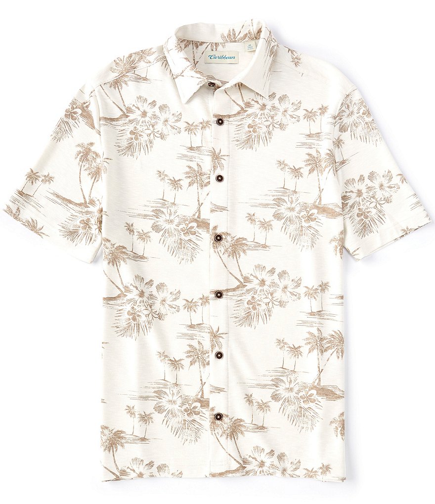 Caribbean Short Sleeve Knit Camp Collar Shirt