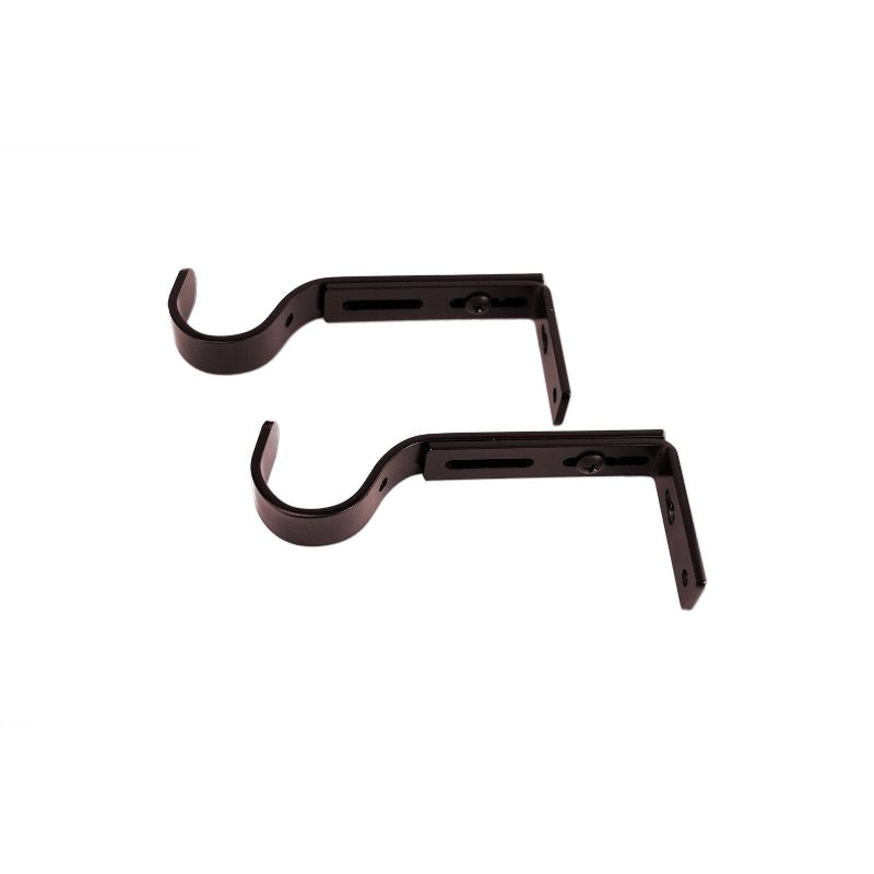 Set of 2 Drapery Rod Brackets Brown Brown - Versailles Home Fashions
