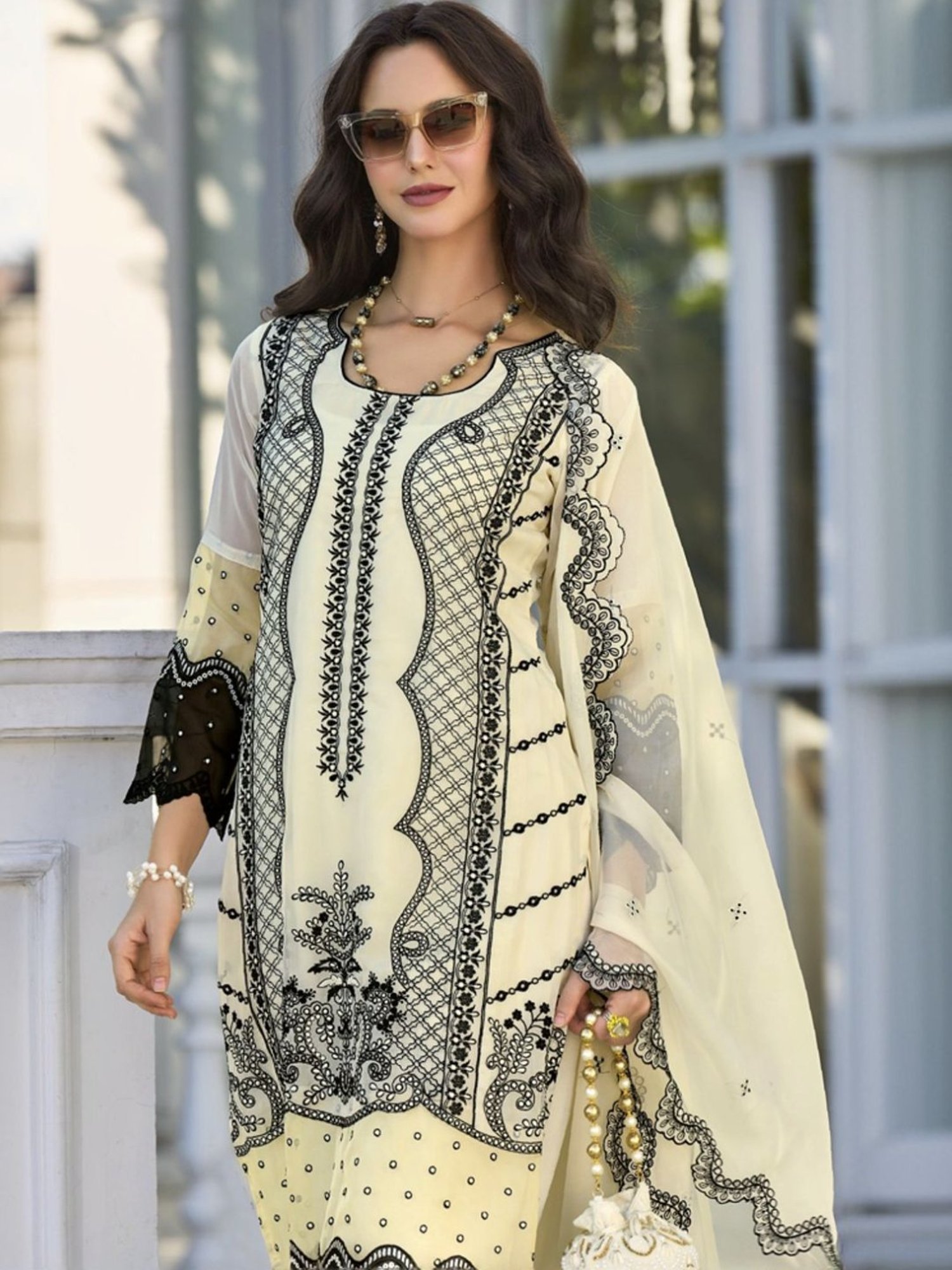 Autumnlane Blue Neelima Angel Full Embroidered Heavy Pakistani Kurta with Pant and Dupatta